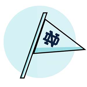 Icon of a flag with Notre Dame monogram on it
