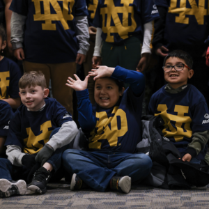 Students began the day with learning activities with Notre Dame students in Heritage Hall inside the Joyce Center.
