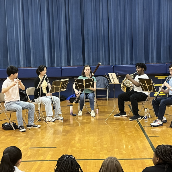 Five Guys Wind Quintet from Washington, DC with 4th graders at Warren Elementary